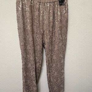 New York & Company Blush/Taupe Sequin Pants